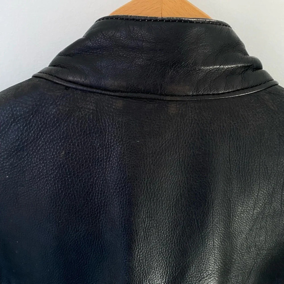 Marc New York Andrew Marc Leather Jacket Men’s Large Heavy Distressed Moto Black - Picture 9 of 14